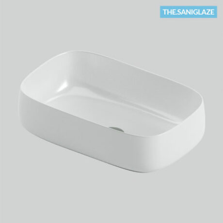 Cognac quadro countertop washbasin 55x35 whith -without decor
