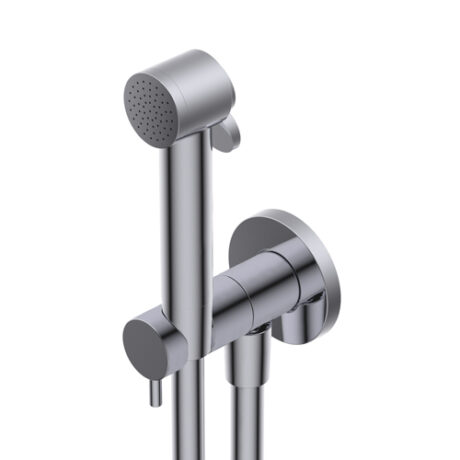 TOILET-JET HANDSPRAY WITH 800 MM FLEXIBLE HOSE AND WATER-CONNECTION WITH HANDSHOWER SUPPORT AND FLOW REGULATOR,