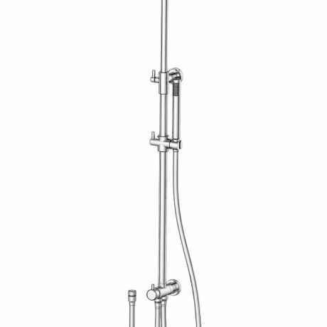STILO TELESCOPIC ROUND SHOWER COLUMN WITHOUT MIXER, WITH 2 WAYS DIVERTER, BRASS ACCESSORIES AND SHOWER HEAD