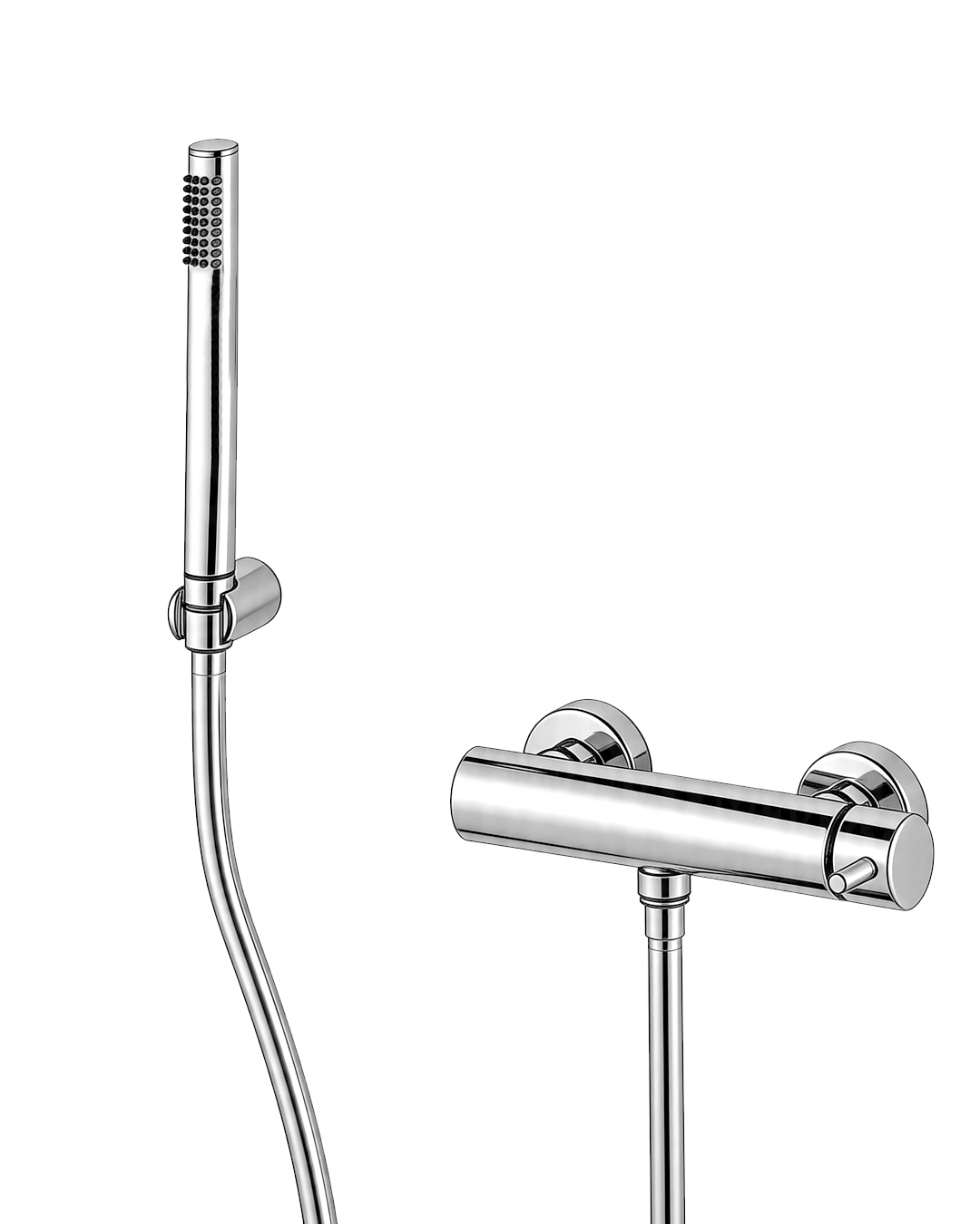 STILO EXTERNAL SHOWER MIXER WITH FLEXIBLE HOSE AND HAND SHOWER