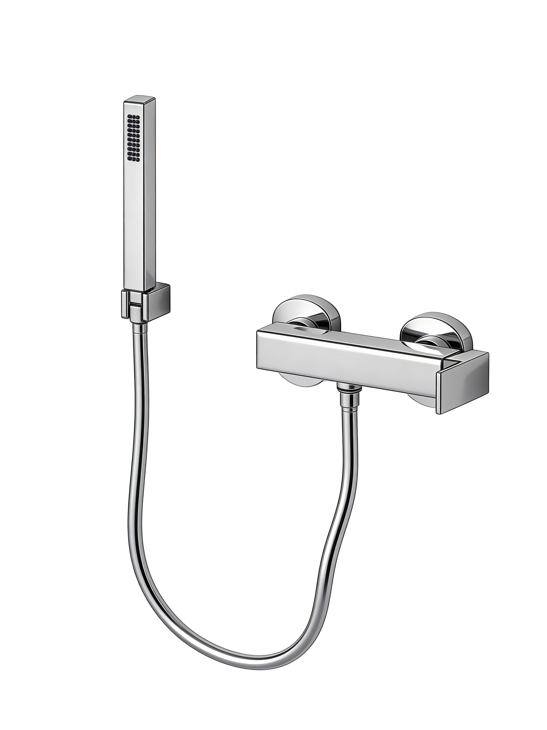 QUADRO EXTERNAL SHOWER MIXER WITH FLEXIBLE HOSE AND HAND SHOWER
