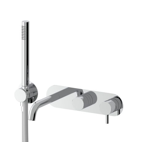STILO EXTERNAL SET FOR WALL BATH MIXER WITH FLEXIBLE HOSE AND HAND SHOWER