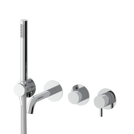 STILO EXTERNAL SET FOR WALL 3 WAYS BATH MIXER WITH FLEXIBLE HOSE AND HAND SHOWER
