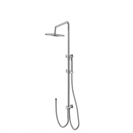 Indy Telescopic Round Shower Column Without Mixer with 2 Ways Diverter Satinless Steel Accessories and Shower Head