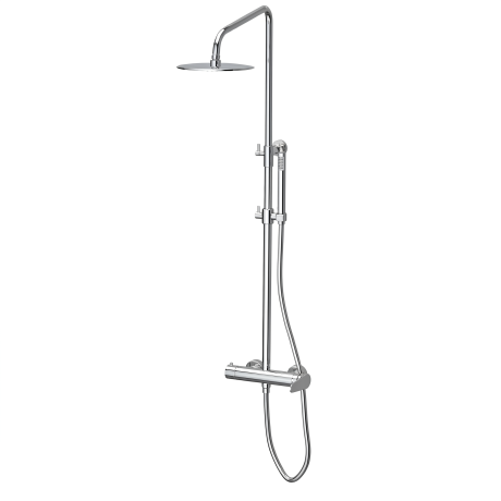 Indy Telescopic Round Shower Column With Mixer 2 Ways Diverter Satinless Steel Accessories and Shower Head
