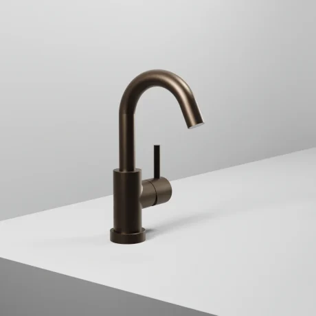 On Basin mixer with short swivel spout