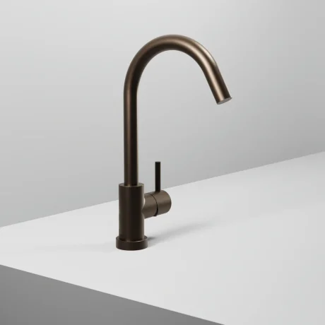 On Basin mixer with high swivel spout