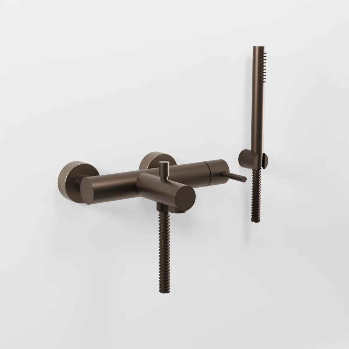 On External bath and shower mixer with shower set