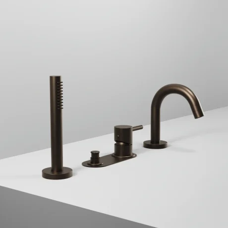 On Bath & shower mixer for deck installation with shower set