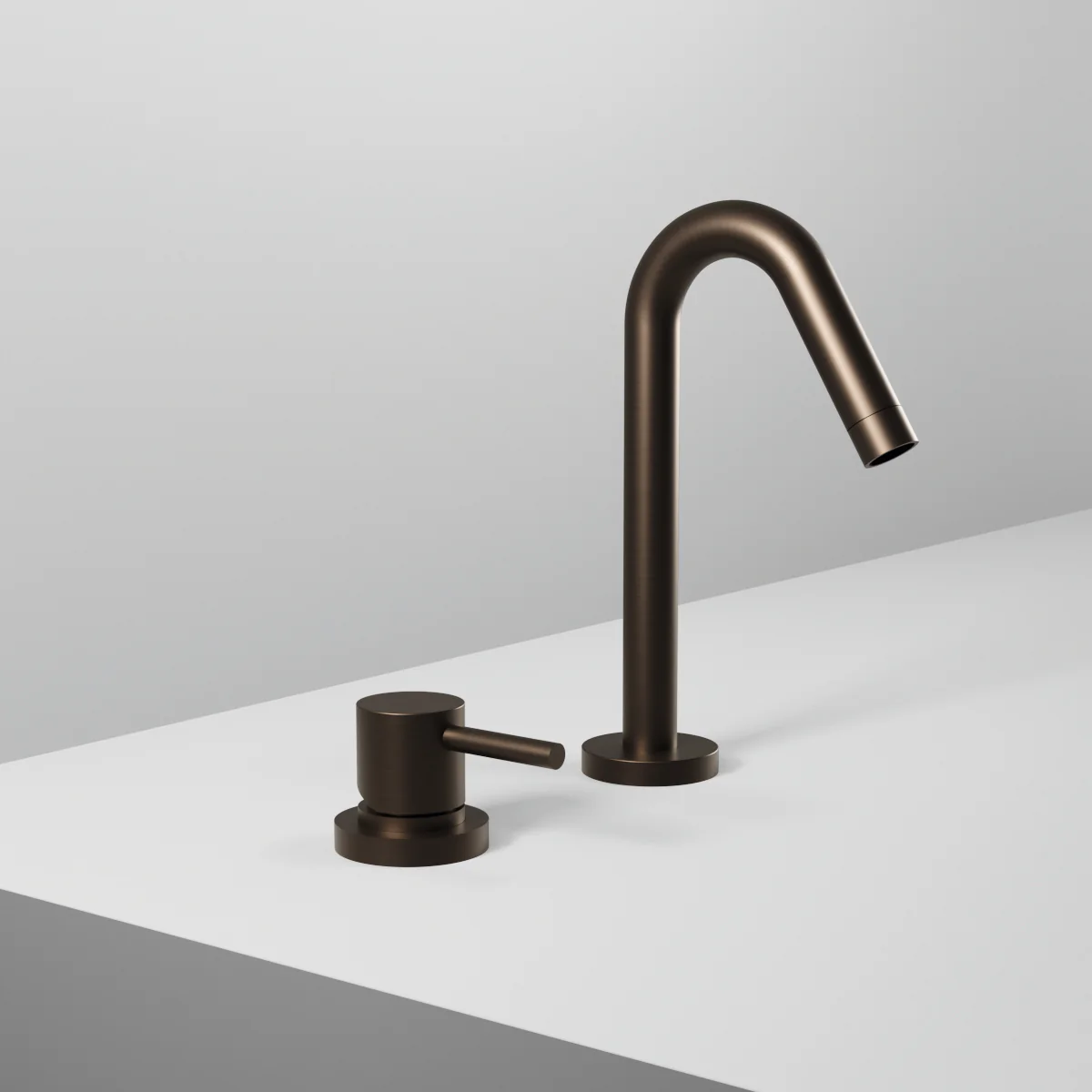 On Two holes basin mixer with high spout