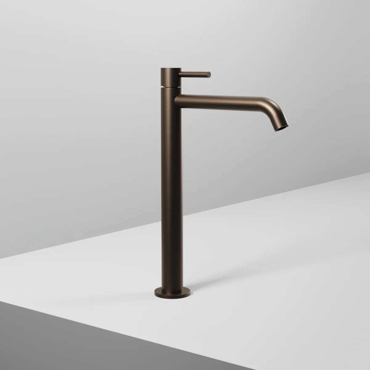 On High basin mixer with long spout